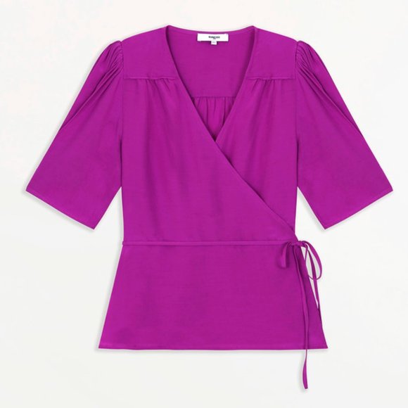 Suncoo Paris Leyla Fluid Wrap Blouse (NWT) - Picture 3 of 12